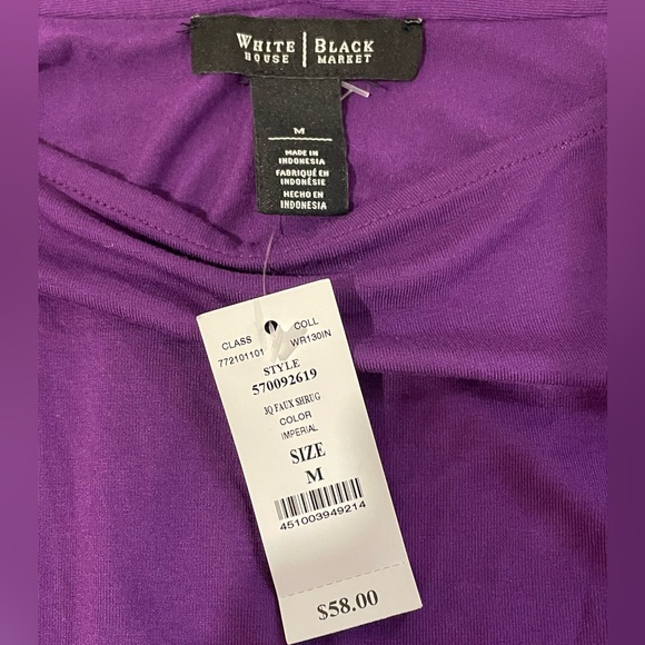 White House Black Market *New With Tags* Long Sleeve Top. Size M - Picture 4 of 7